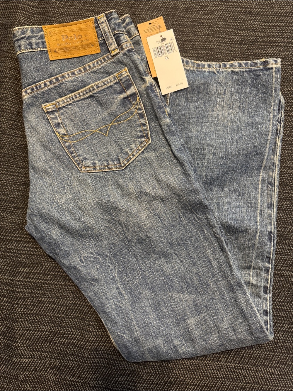 Polo by Ralph Lauren Light Blue Kids Jeans with Leather Patch